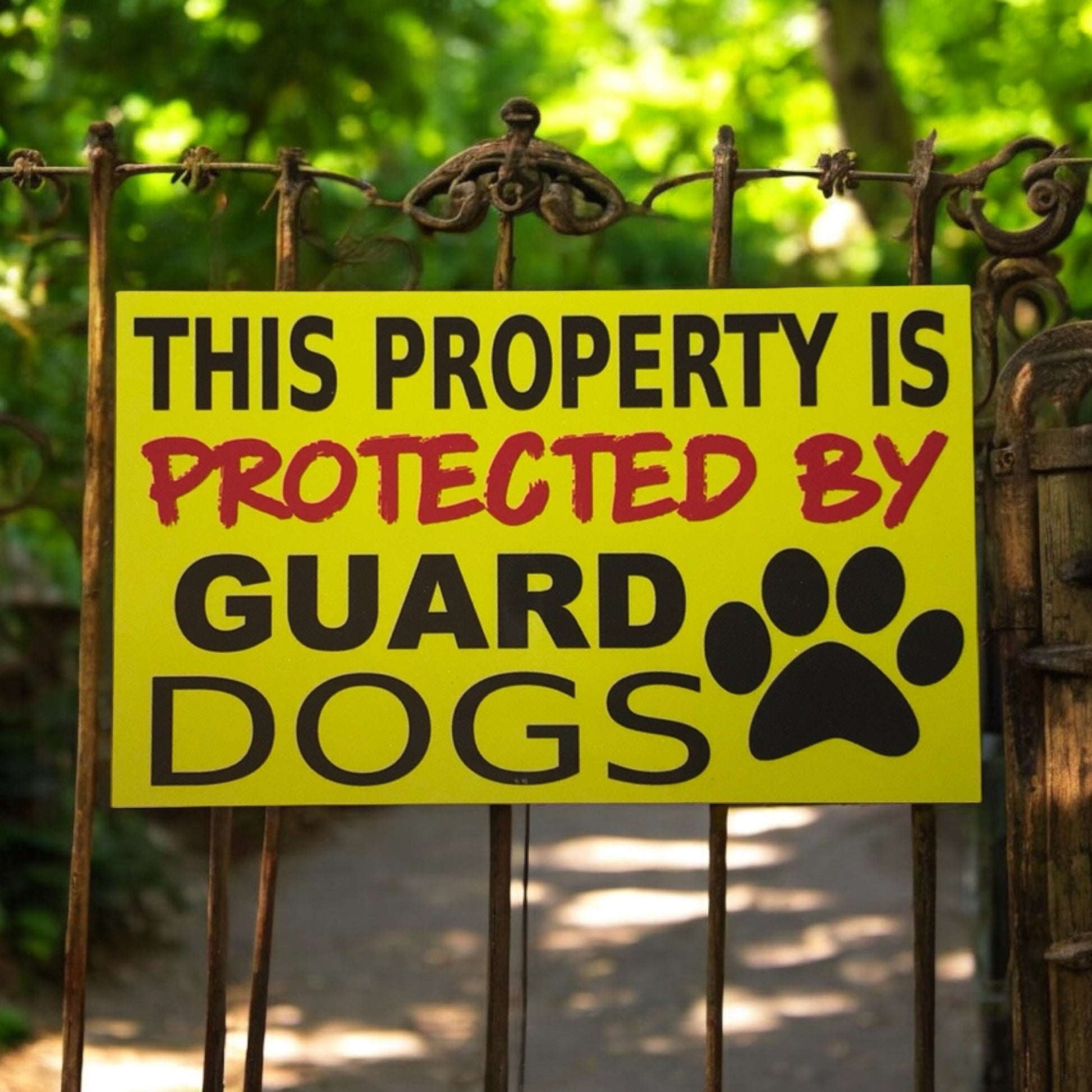 This Property Is Protected By Guard Dogs Dog Sign - The Renmy Store Homewares & Gifts 