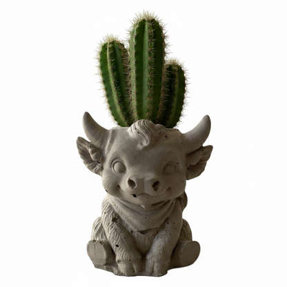 Highland Cow Harry Planter Pot | Handmade Concrete | Succulent Vase Pen Holder | Aussie Made