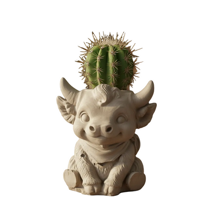 Highland Cow Harry Planter Pot | Handmade Concrete | Succulent Vase Pen Holder | Aussie Made