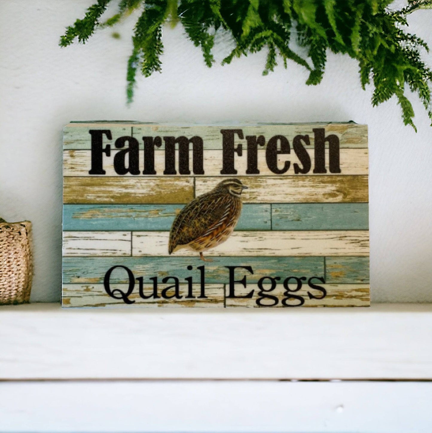 Quail Farm Fresh Eggs Blue Sign - The Renmy Store Homewares & Gifts 