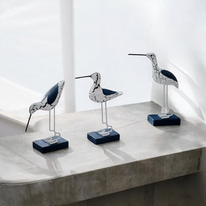 Bird Ocean Coastal Set of 3 Navy Blue