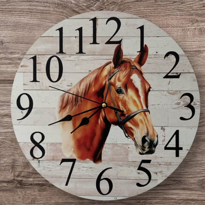 Clock Wall Standardbred Horse Floral Aussie Made