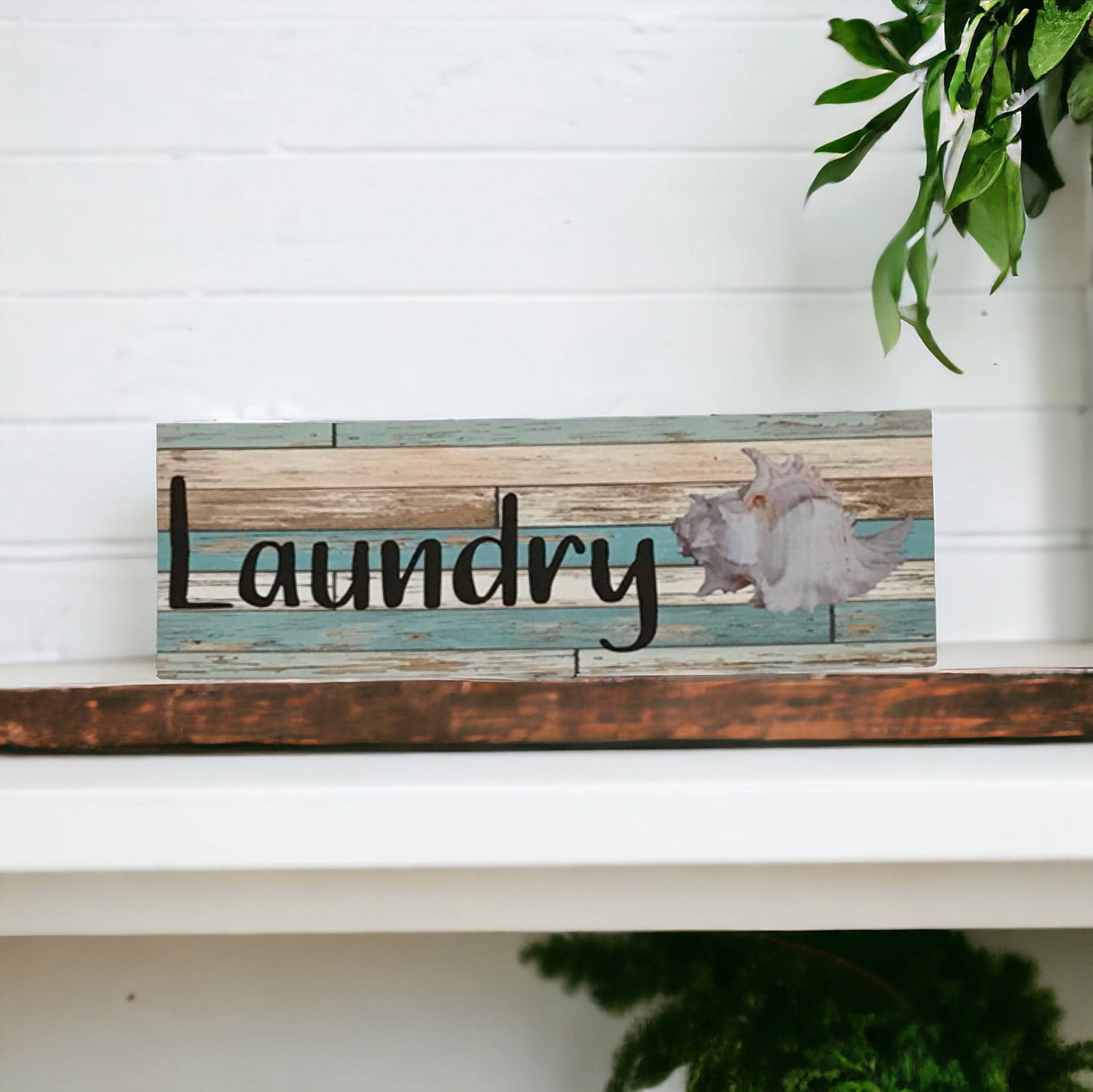 White Shell Mint Rustic Sign Toilet Laundry Bathroom - The Renmy Store Homewares & Gifts 