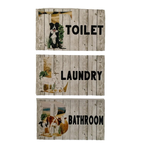 Toilet Laundry Bathroom Country Dog Goat Cow Sign - The Renmy Store Homewares & Gifts 