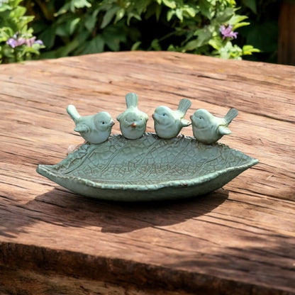 Bird Feeder Leaf Ceramic Garden Decoration