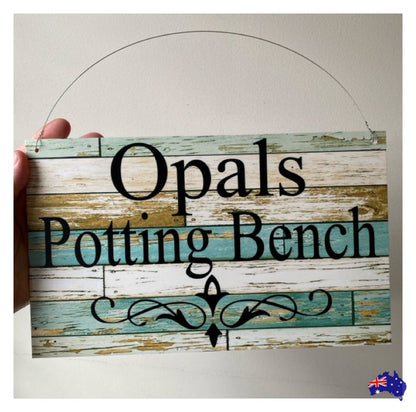 Custom Personalised Blue Timber Look Sign - The Renmy Store Homewares & Gifts 