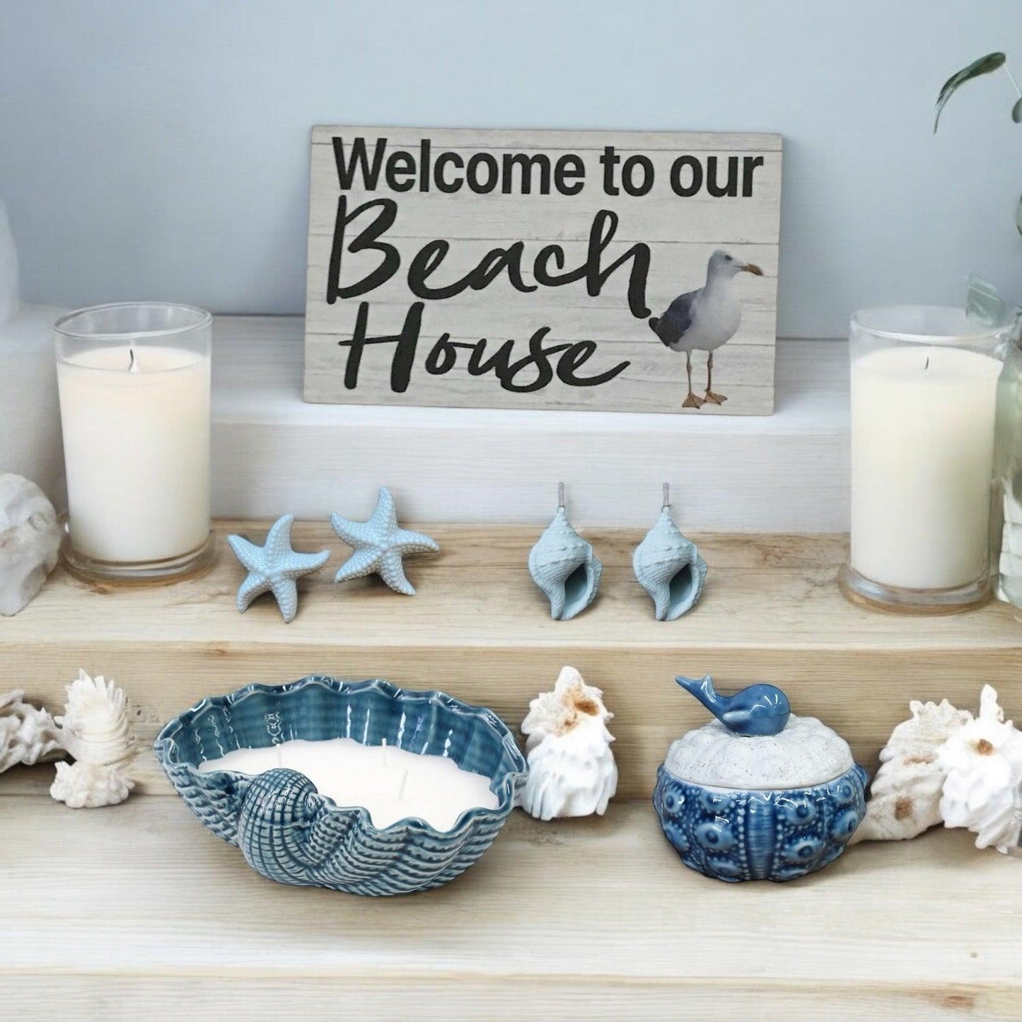 Shell Candle Whale Dish Starfish Seagull Welcome Sign Gift - The Renmy Store Homewares & Gifts 