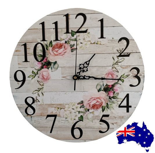 Clock Wall Country French Floral Aussie Made - The Renmy Store Homewares & Gifts 
