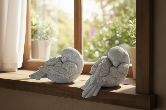 Handmade Concrete Parrot Bird Love - Cottage Shabby Chic Garden Decor - Set of 1, 2, 4 or 6 - Australian Made