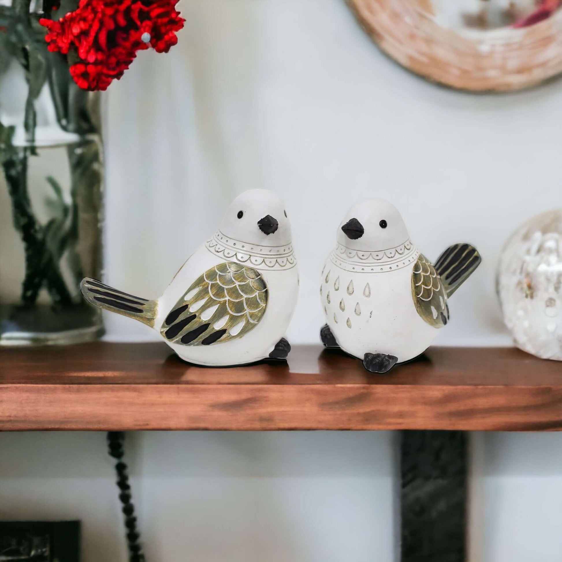 Bird Natural Country Set of 2 Ornament - The Renmy Store Homewares & Gifts 