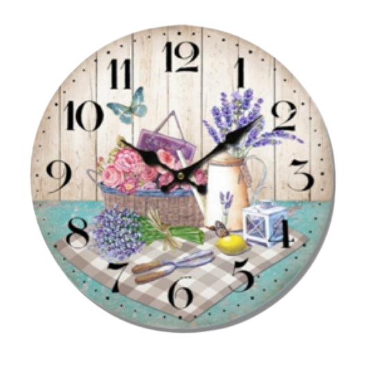 Clock Wall Lavender Garden 34cm - The Renmy Store Homewares & Gifts 