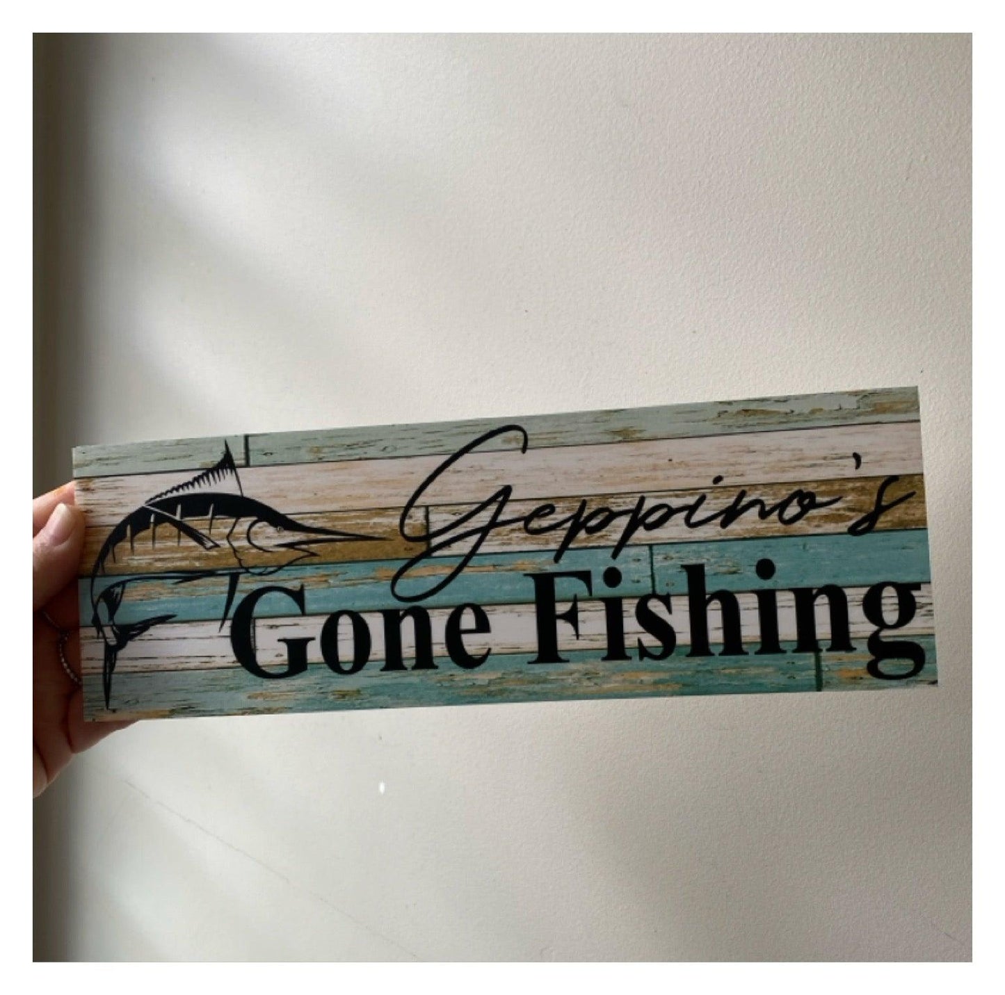 Gone Fishing with Marlin Fish Blue Sign - The Renmy Store Homewares & Gifts 