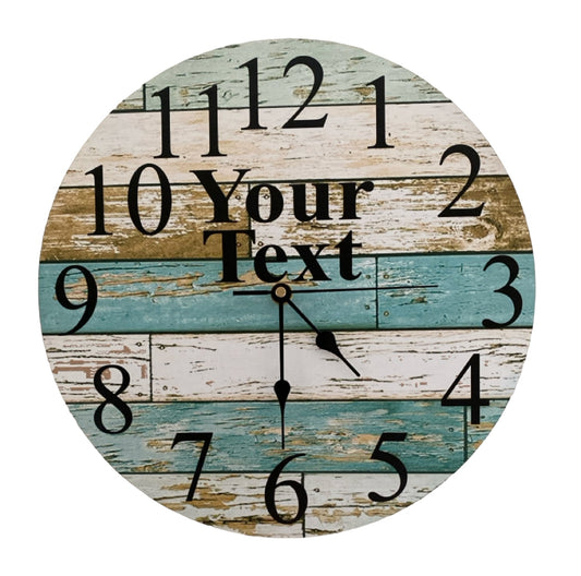 Clock Wall Wooden Blue Custom Personalised Aussie Made - The Renmy Store Homewares & Gifts 
