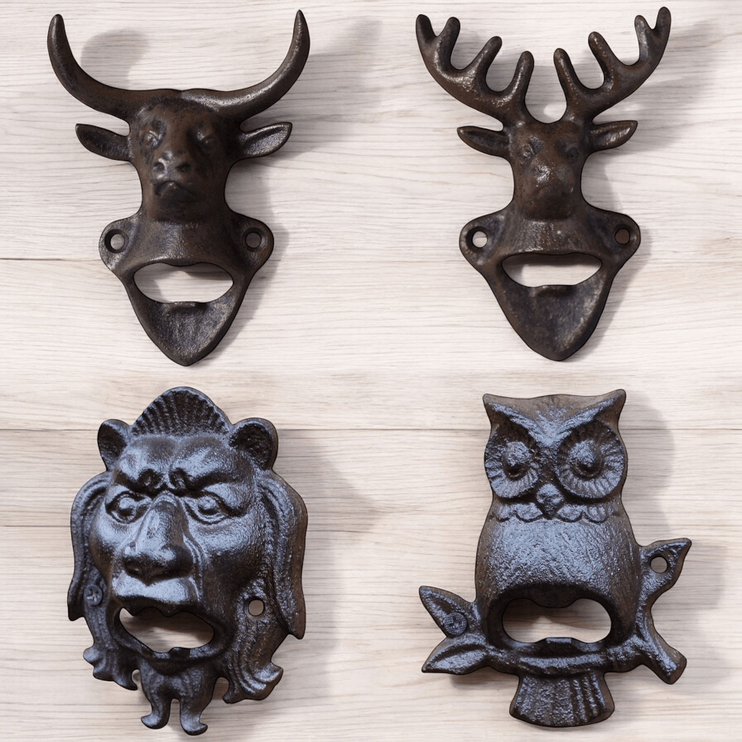 Bottle Opener Wall Mounted Iron Cow Owl Deer Lion - The Renmy Store Homewares & Gifts 