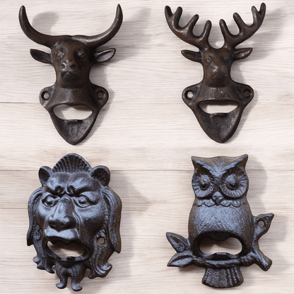 Bottle Opener Wall Mounted Iron Cow Owl Deer Lion - The Renmy Store Homewares & Gifts 