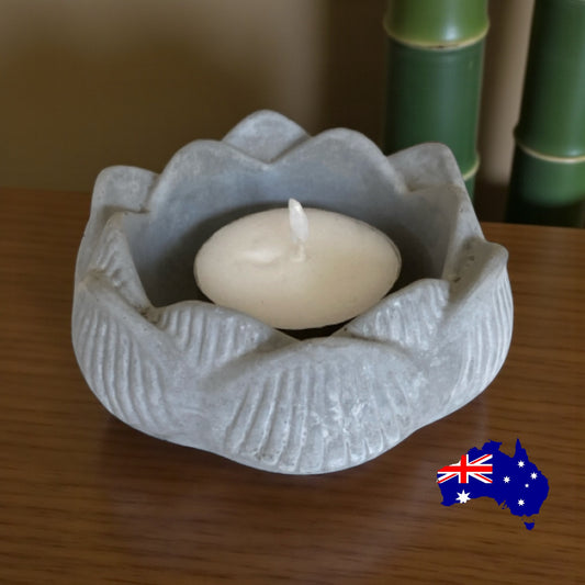 Candle Holder Lotus Flower Aussie Handmade Concrete