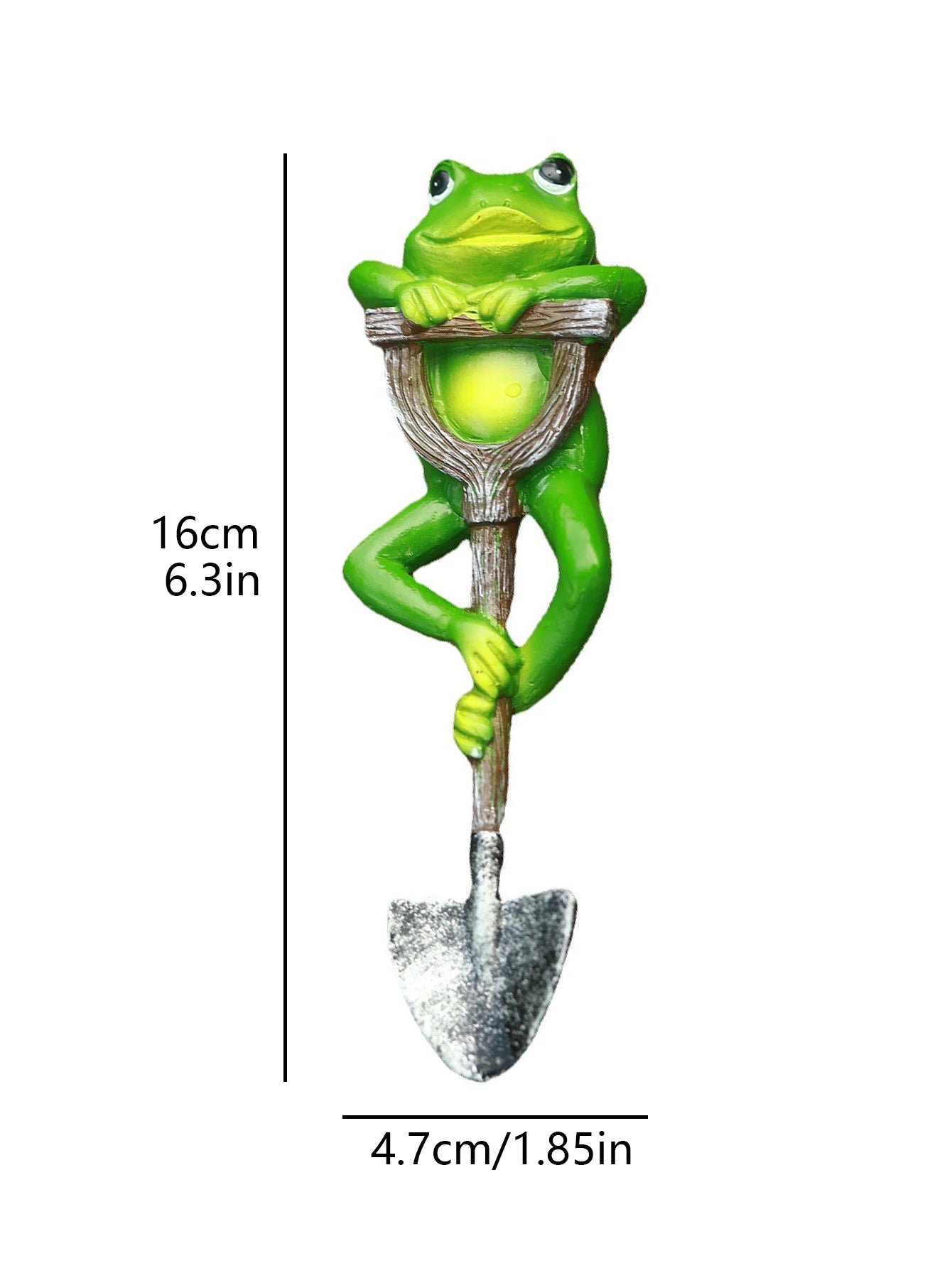 Frog Garden Ornament 16cm - Harry with Shovel Stake Decor