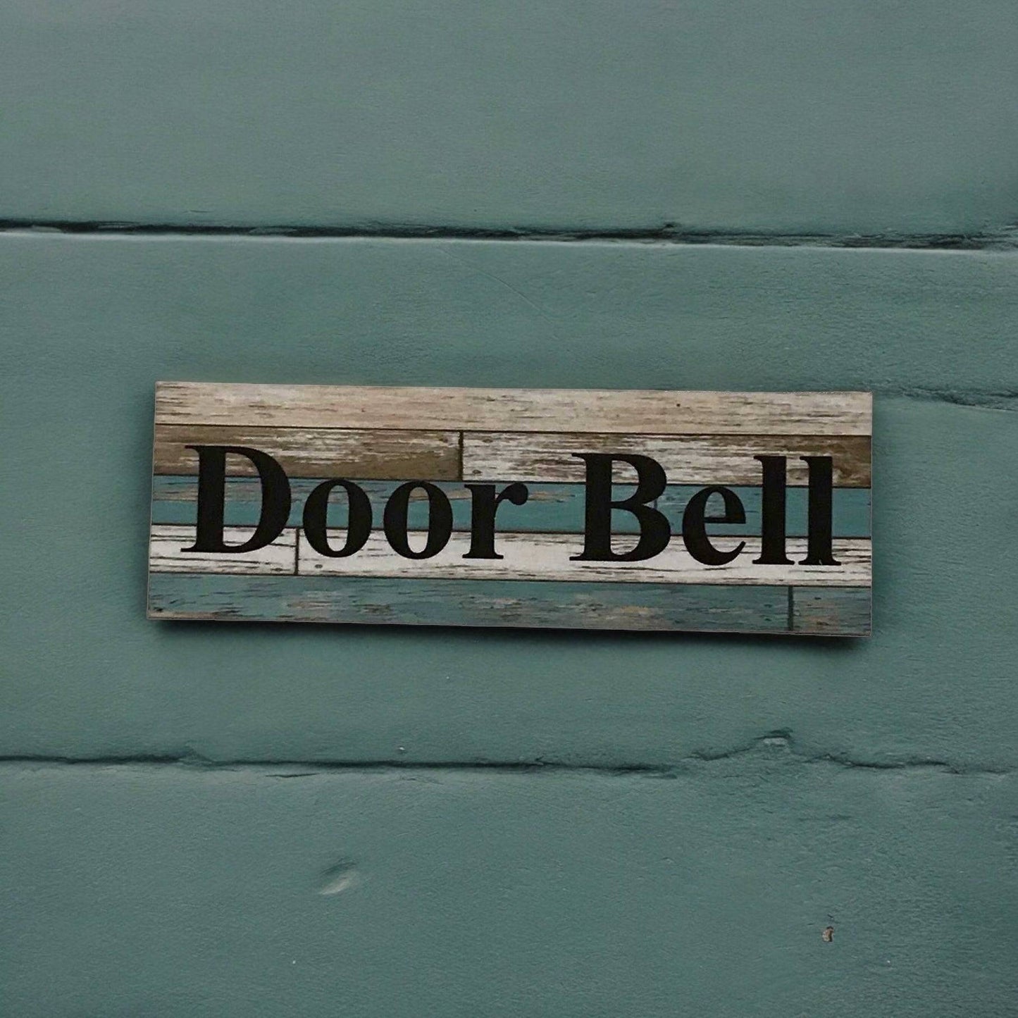 Door Bell Blue Timber Style Sign - The Renmy Store Homewares & Gifts 