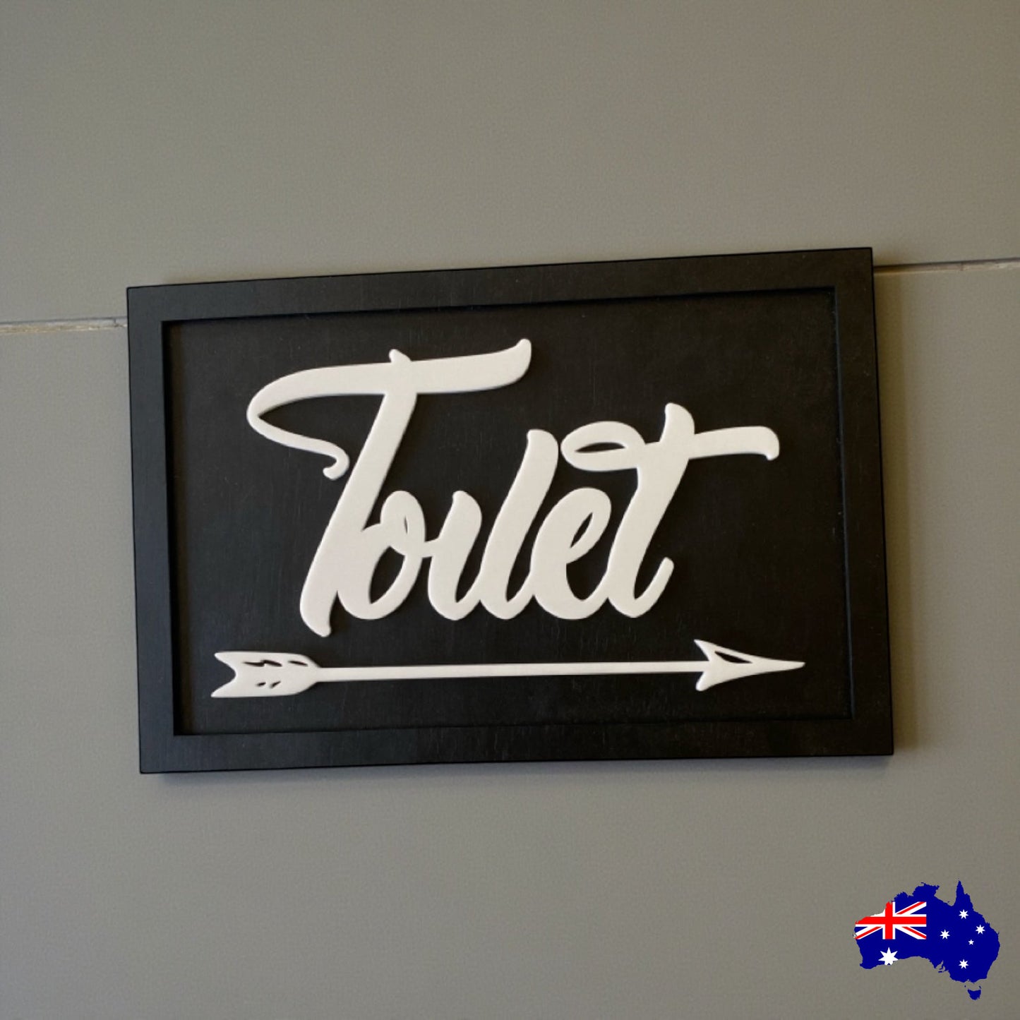 Toilet Arrow Timber Wood Custom Personalised Large Sign