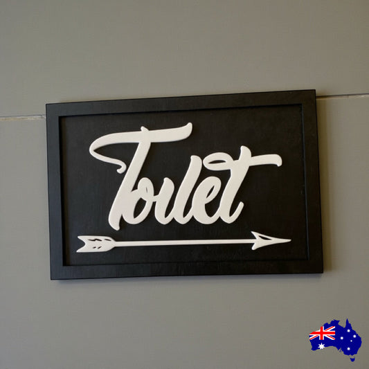 Toilet Arrow Timber Wood Custom Personalised Large Sign