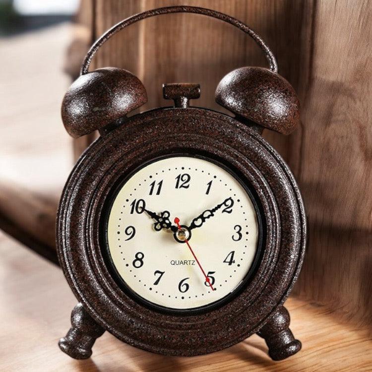 Clock Vintage Retro Style Blue Red Brown Desk Mantle - The Renmy Store Homewares & Gifts 