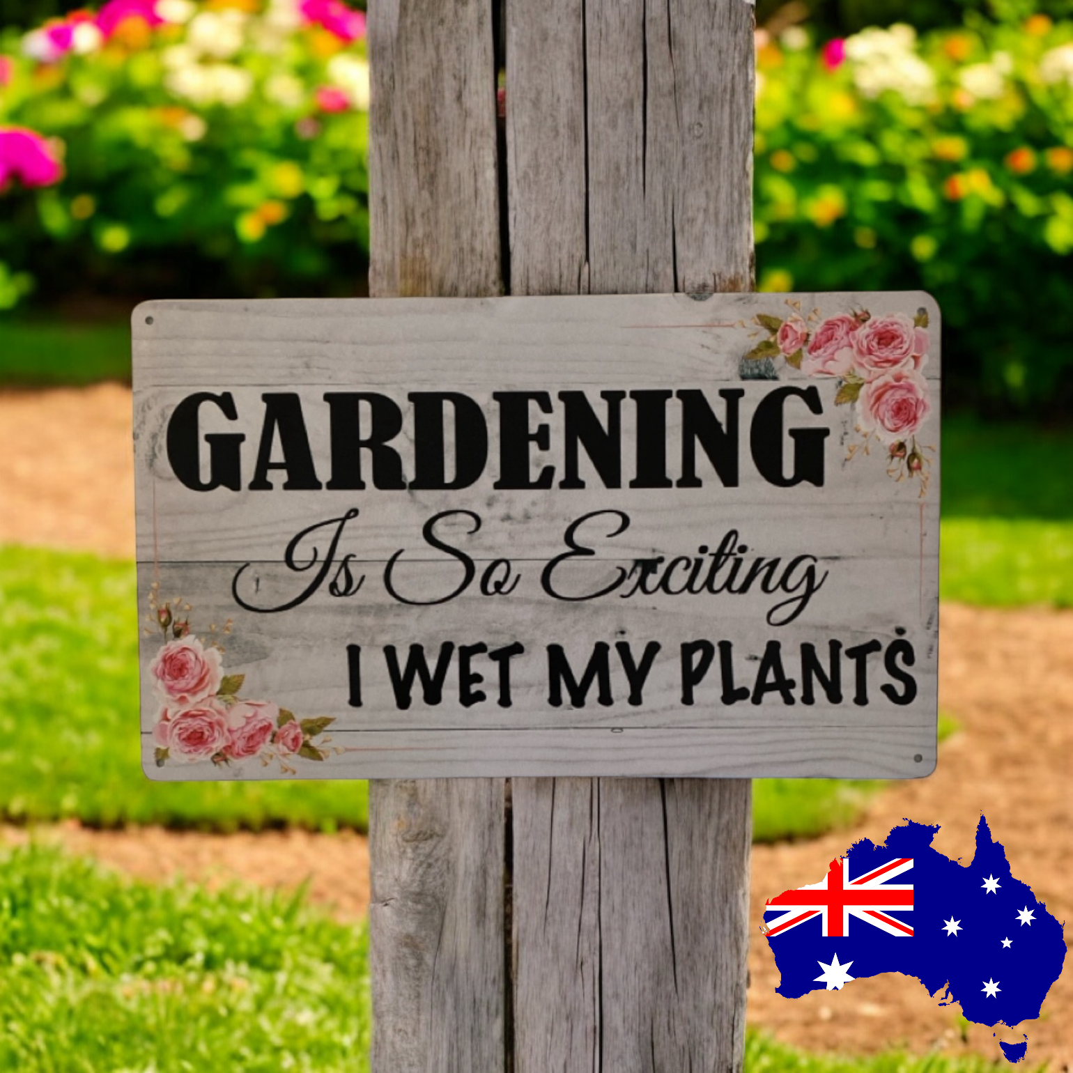 Metal Tin Gardening Exciting Wet Plants Funny Sign - The Renmy Store Homewares & Gifts 