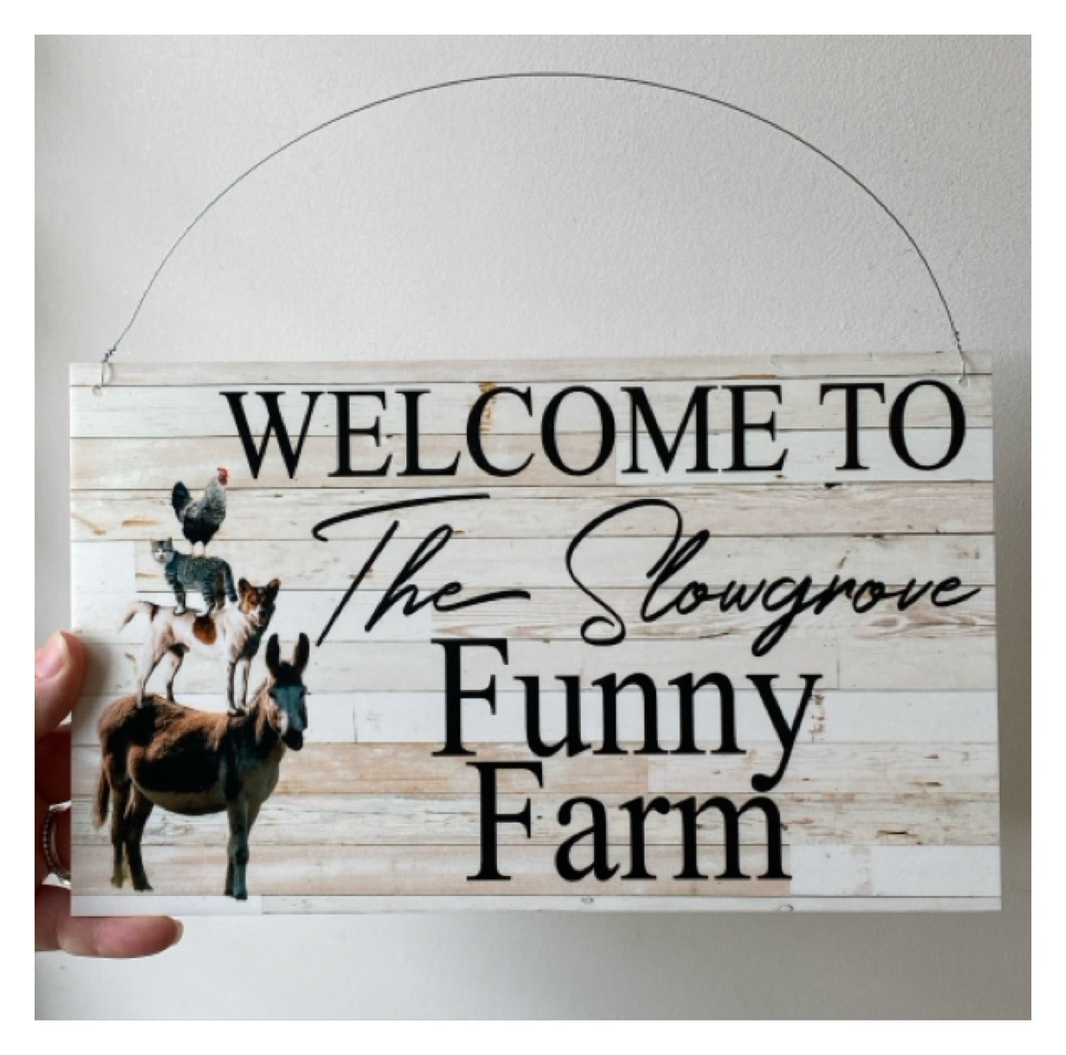 Welcome Funny Farm Custom Persoanlised Sign - The Renmy Store Homewares & Gifts 