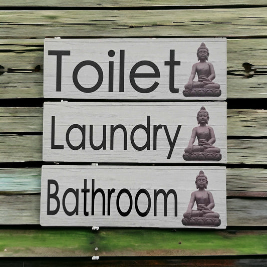 Buddha Toilet Laundry Bathroom Door Sign