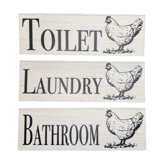 Chicken Toilet Laundry Bathroom Sign - The Renmy Store Homewares & Gifts 