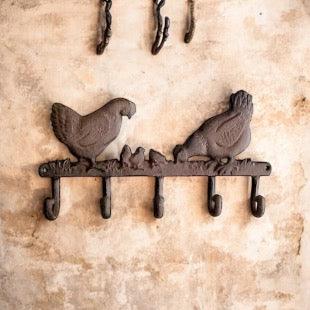 Hook Chicken Hen Cast Iron Rustic