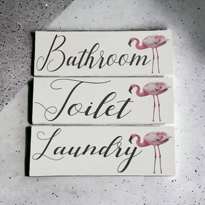 Pink Flamingo Toilet Laundry Bathroom Door Sign - The Renmy Store Homewares & Gifts 