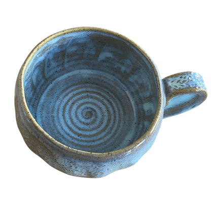 Handmade Floral Leaf Blue Whites Ceramic Mug | Aussie Made Wolf and Clay Coastal Gift