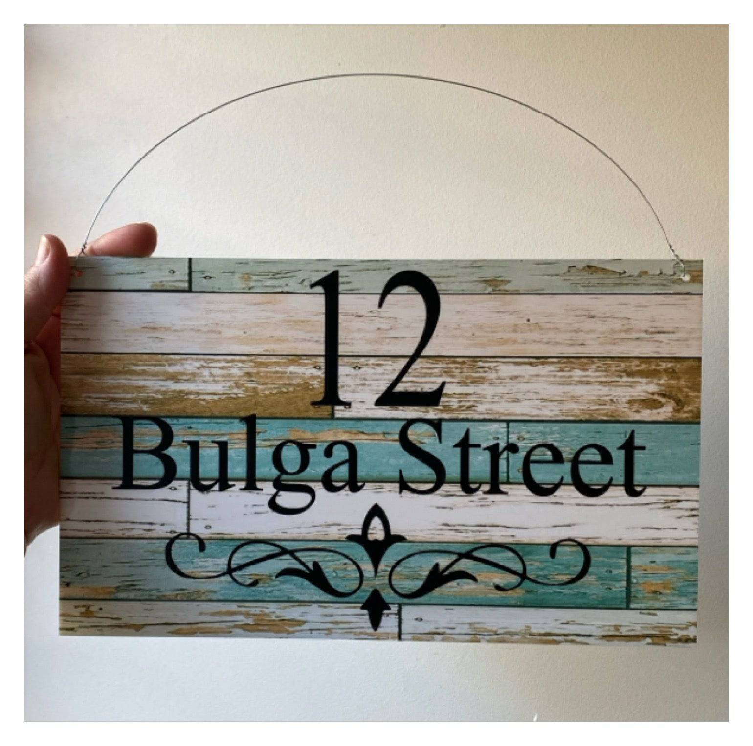 Custom Personalised Blue Timber Look Sign - The Renmy Store Homewares & Gifts 