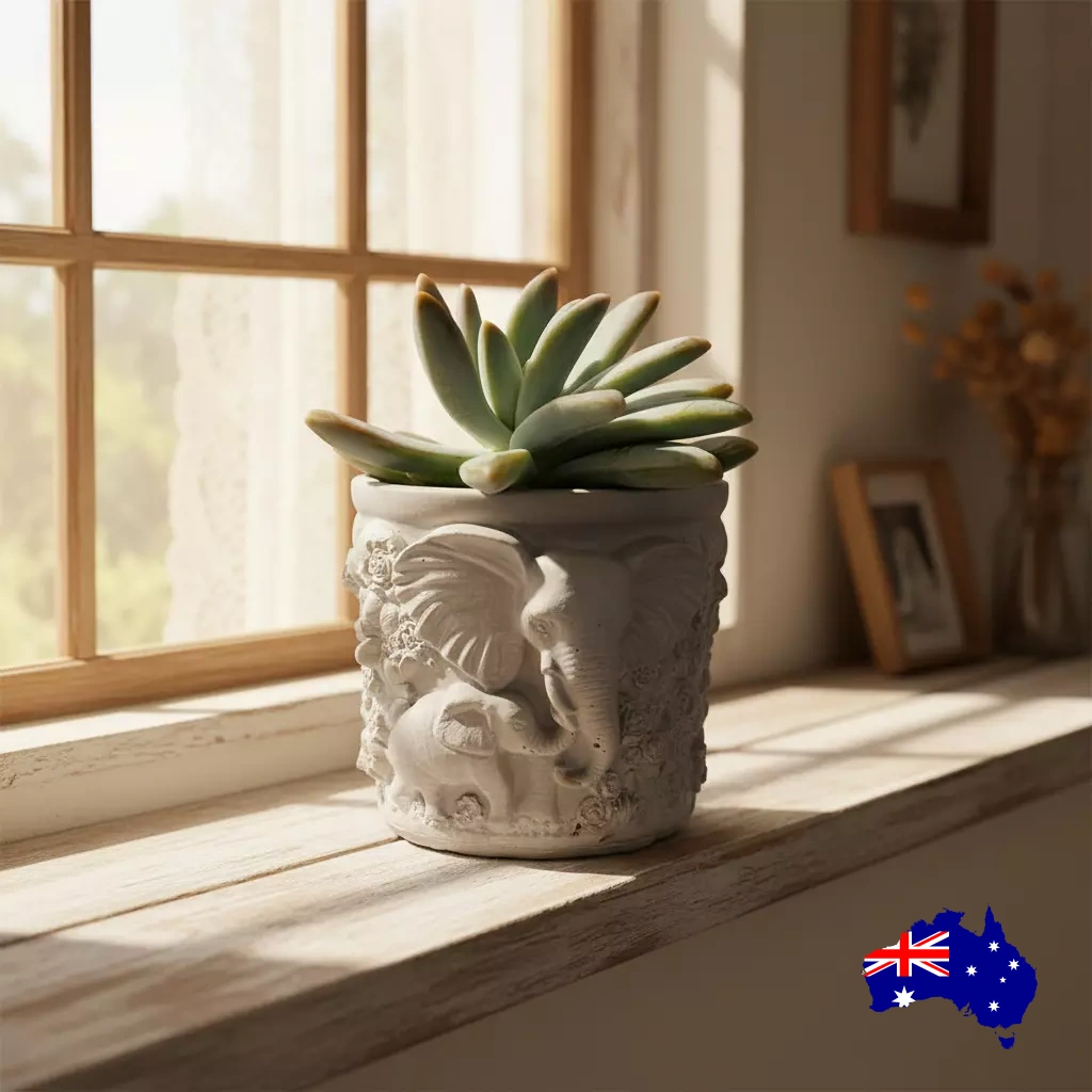 Planter Pot Elephant Mum Baby Aussie Handmade Concrete