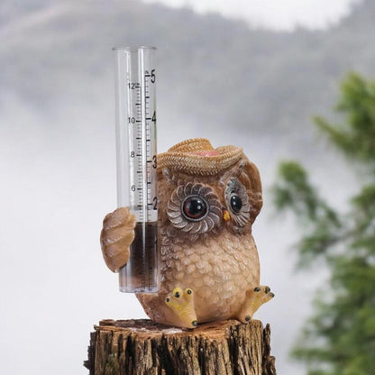 Rain Gauge Owl Ornament Garden