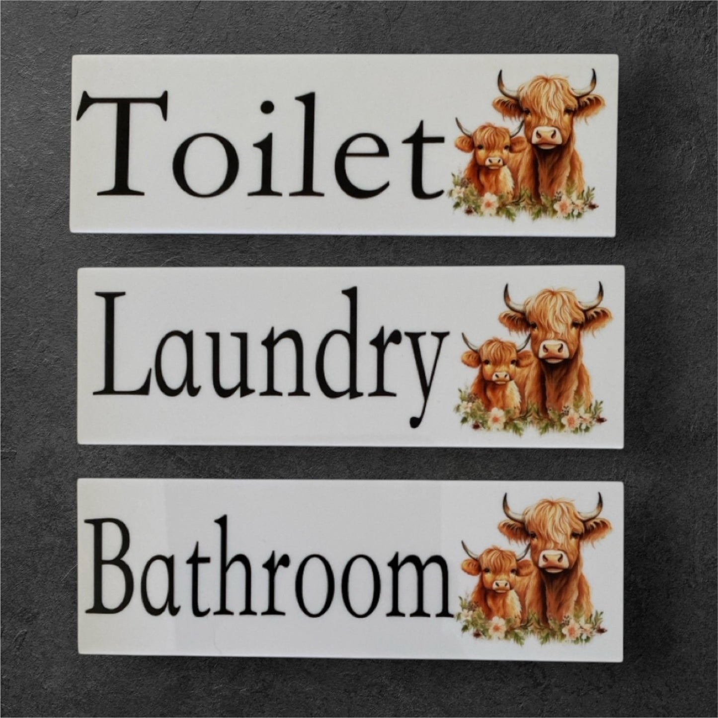 Highland Cow Toilet Laundry Bathroom Door Sign