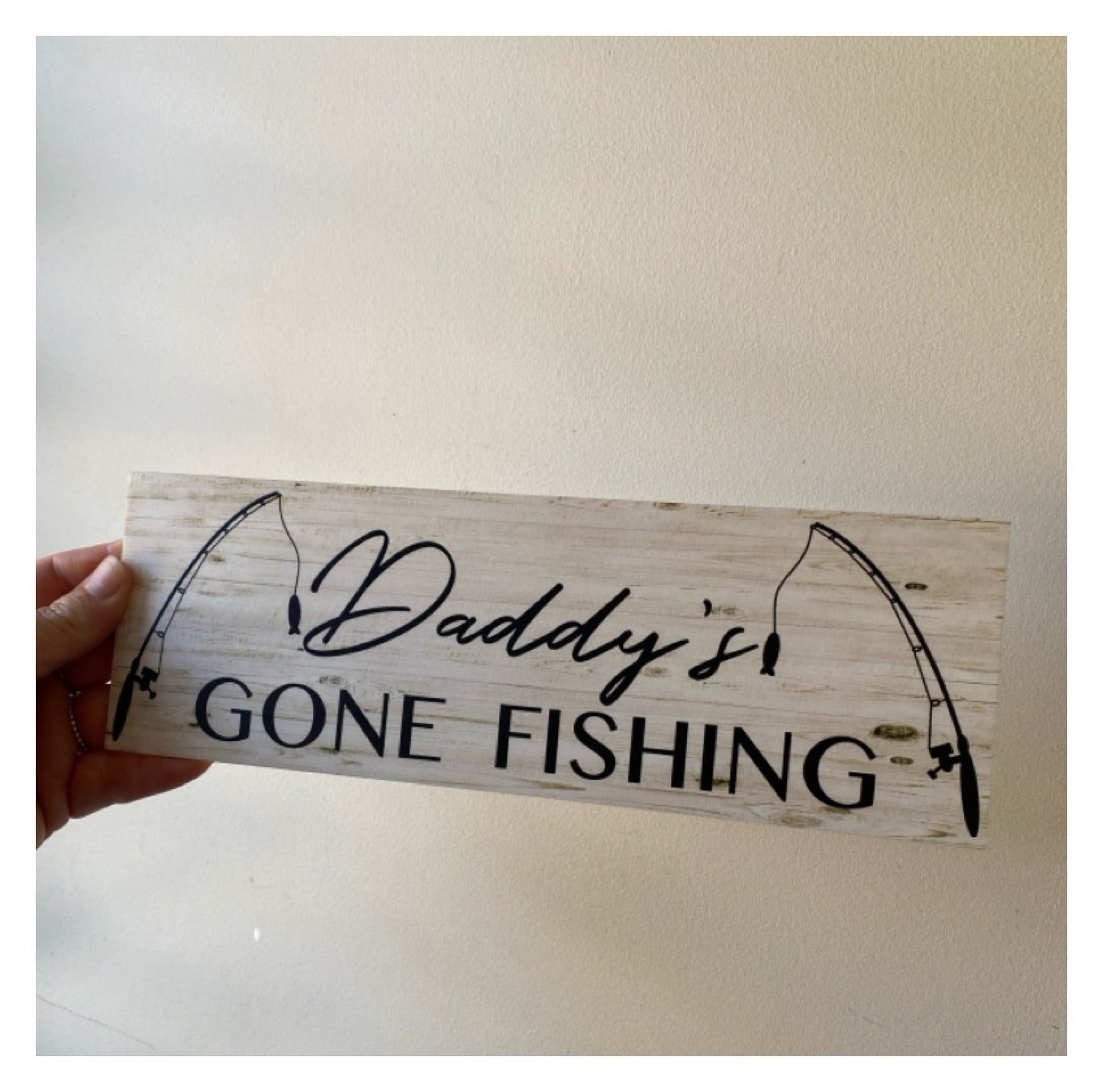 Gone Fishing Rustic Personalised Custom Sign - The Renmy Store Homewares & Gifts 