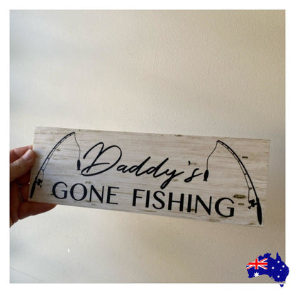 Gone Fishing Rustic Personalised Custom Sign - The Renmy Store Homewares & Gifts 