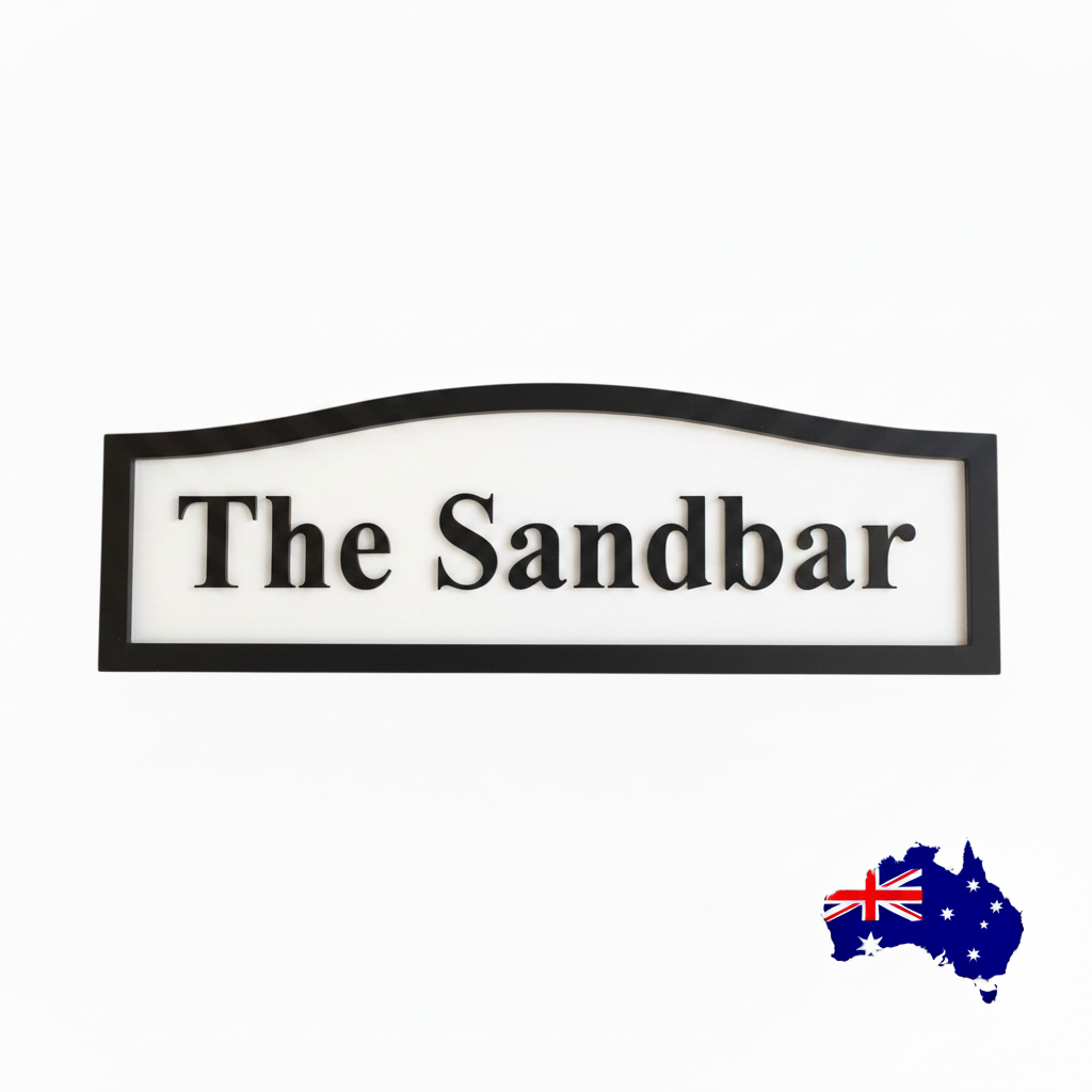 Decorative sign with 'The Sandbar' text 