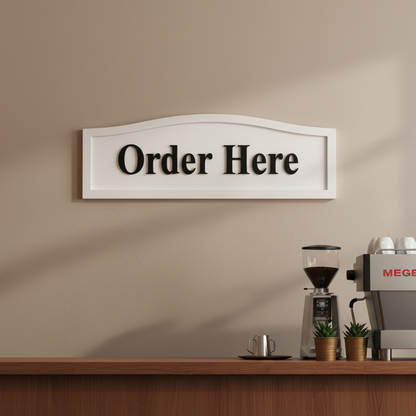 Order Here Pay Here Custom Timber Sign Range - Personalised Cafe Business - Australian Made