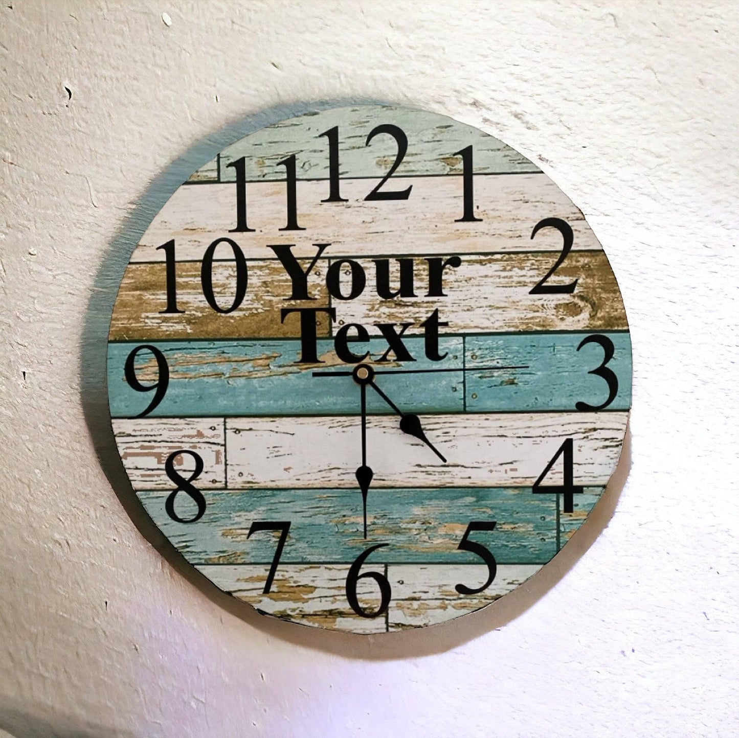 Clock Wall Wooden Blue Custom Personalised Aussie Made - The Renmy Store Homewares & Gifts 