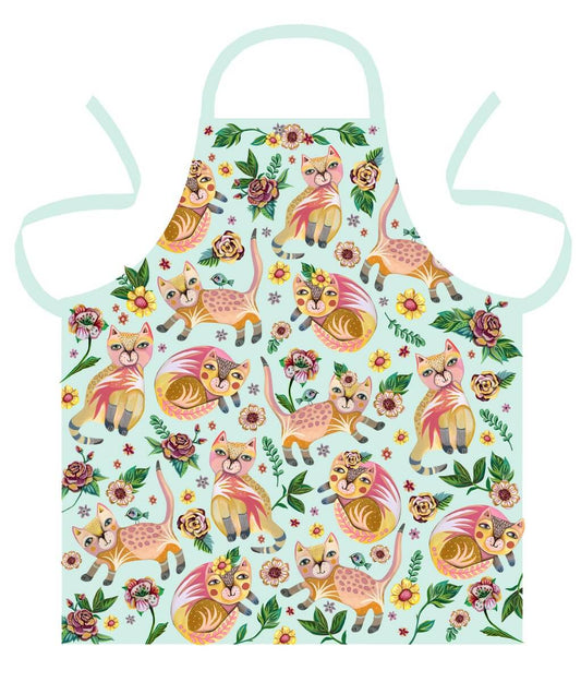 Apron Flower Cat Kitty Funky Kitchen Cotton - The Renmy Store Homewares & Gifts 