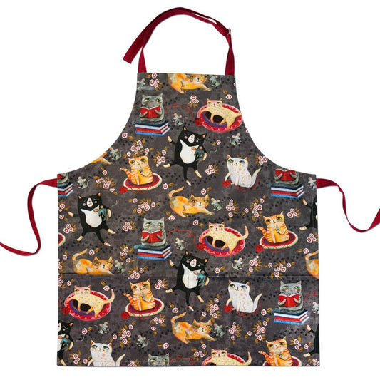 Apron Crazy Cat Funky Kitchen Cotton - The Renmy Store Homewares & Gifts 