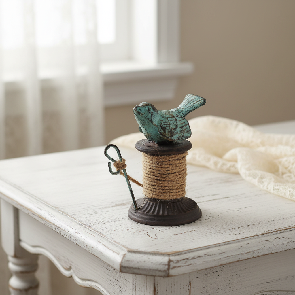 Blue Bird Vintage Cast Iron Twine Holder | Rustic Rope Dispenser | Farmhouse Garden Decor