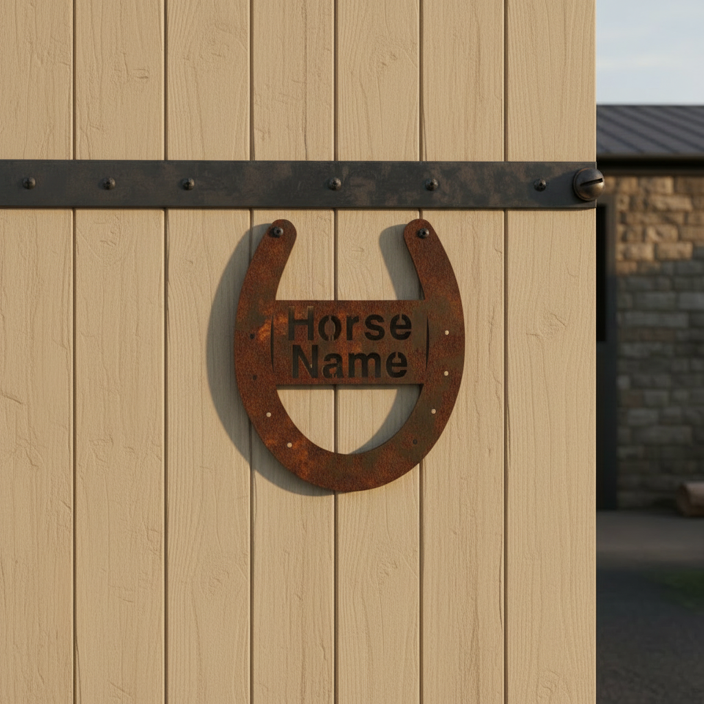 Custom Horseshoe Sign | Horse Stall & Property Rusty Metal Aussie Made