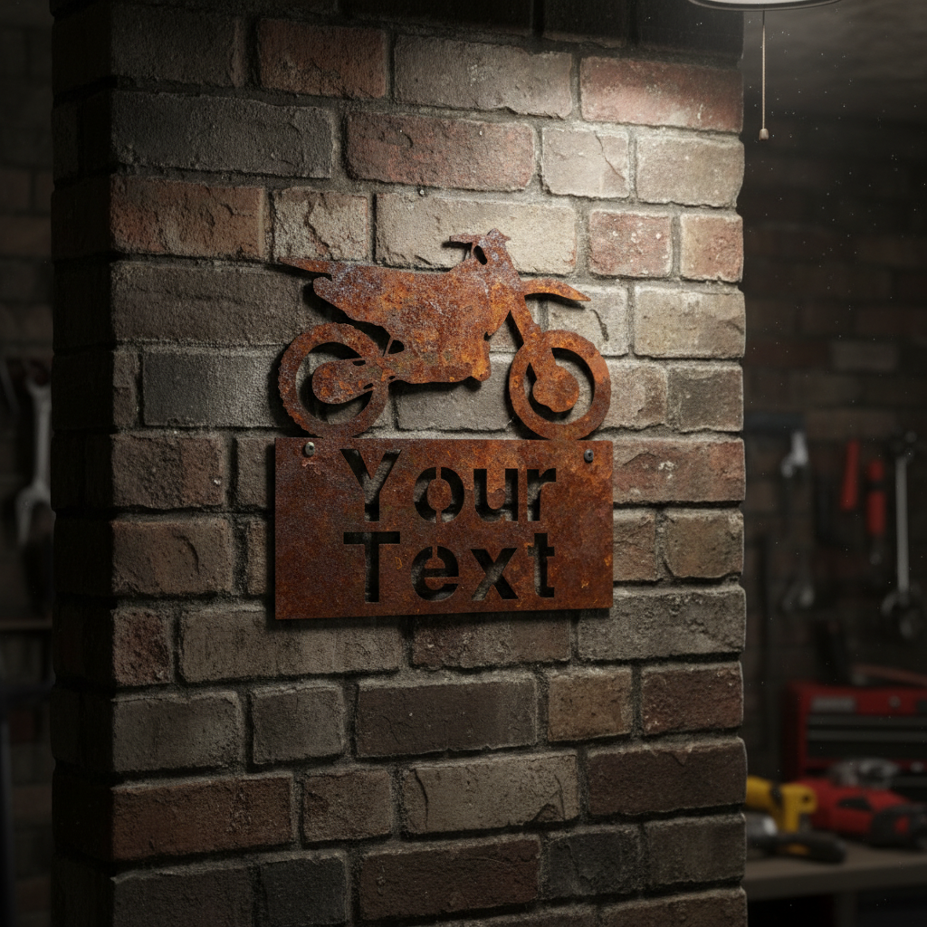 Custom Motorbike Property & Shed Sign | Rusty Metal Aussie Made