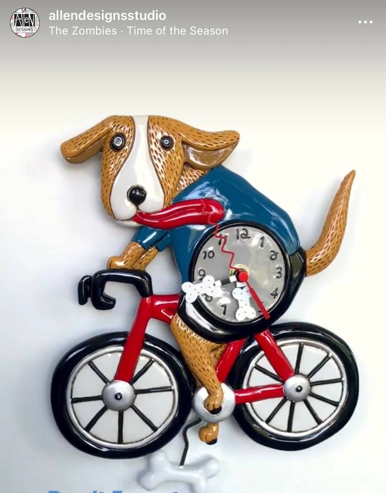 Clock Wall Dog Bicycle Allen Designs Pendulum - The Renmy Store Homewares & Gifts 