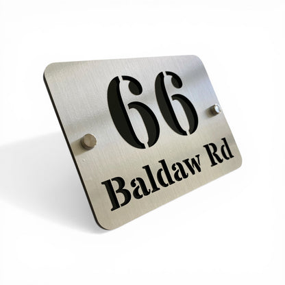 Brushed Aluminium Look House Number Sign | Aussie Made Acrylic Address Plaque