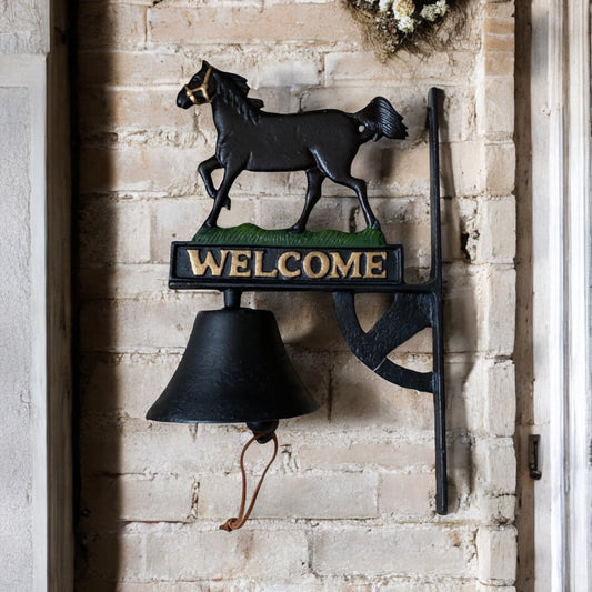 Door Bell Horse Welcome Cast Iron