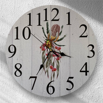 Clock Wall Banksia Gum Flowers Beetle Aussie Made - The Renmy Store Homewares & Gifts 